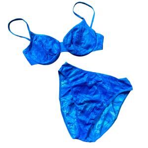 Size L//Vintage 90s Blue Sparkle Bikini Swimsuit